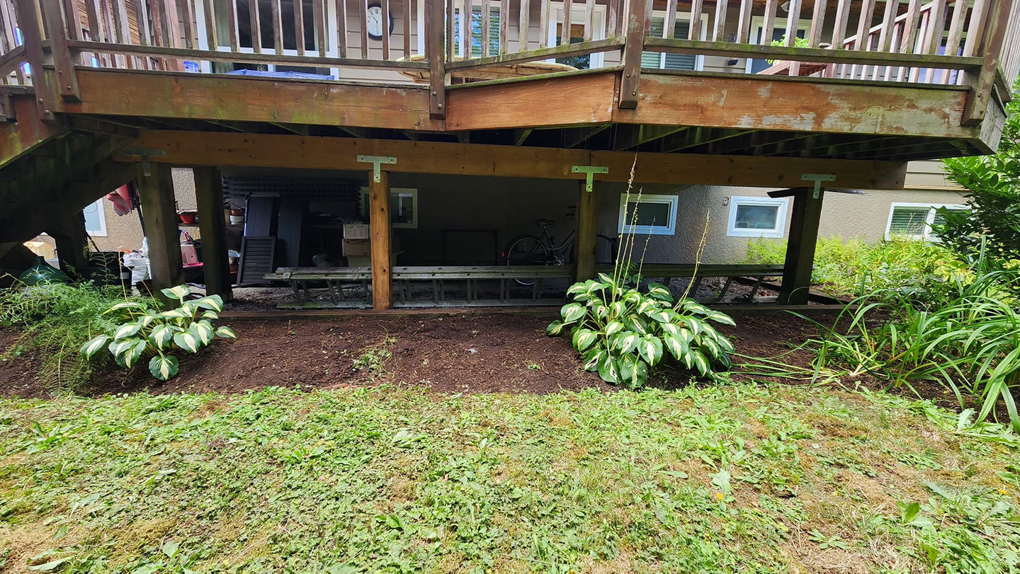 New posts replace under the backyard deck