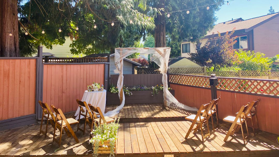 Finished result of the building of the deck in the backyard